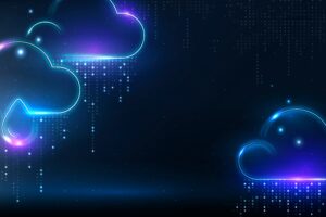 Cloud Computing em desenho de nuvens chuvendo