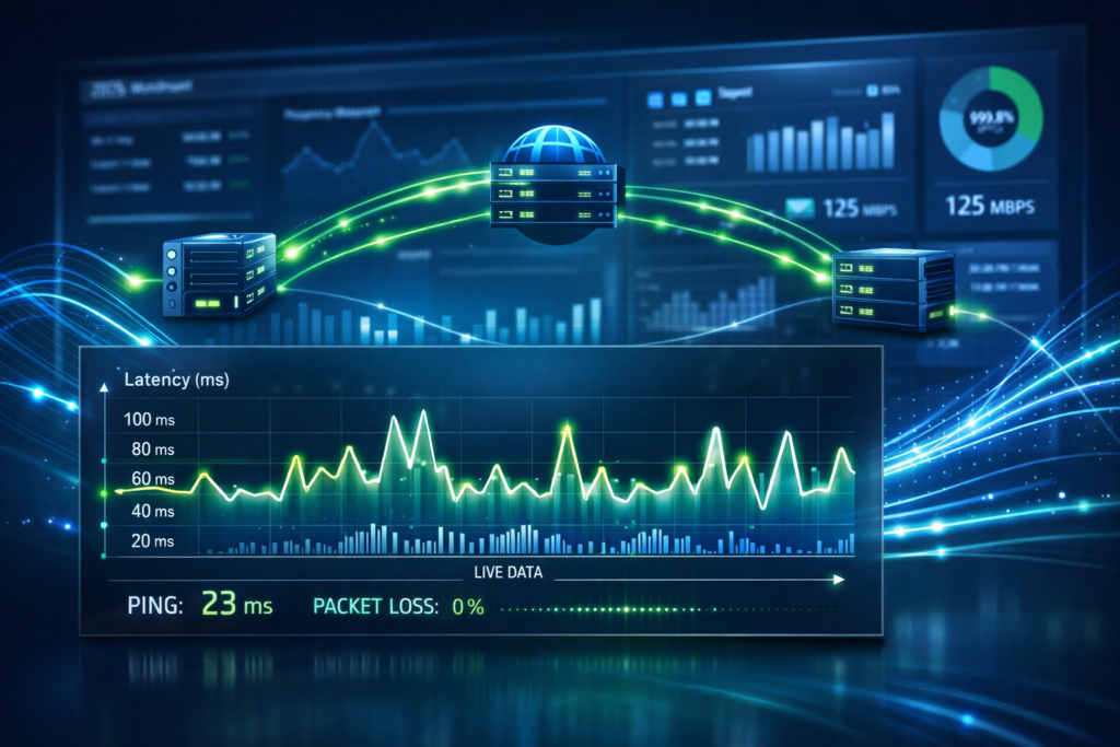 Dados de rede e latência visualizados