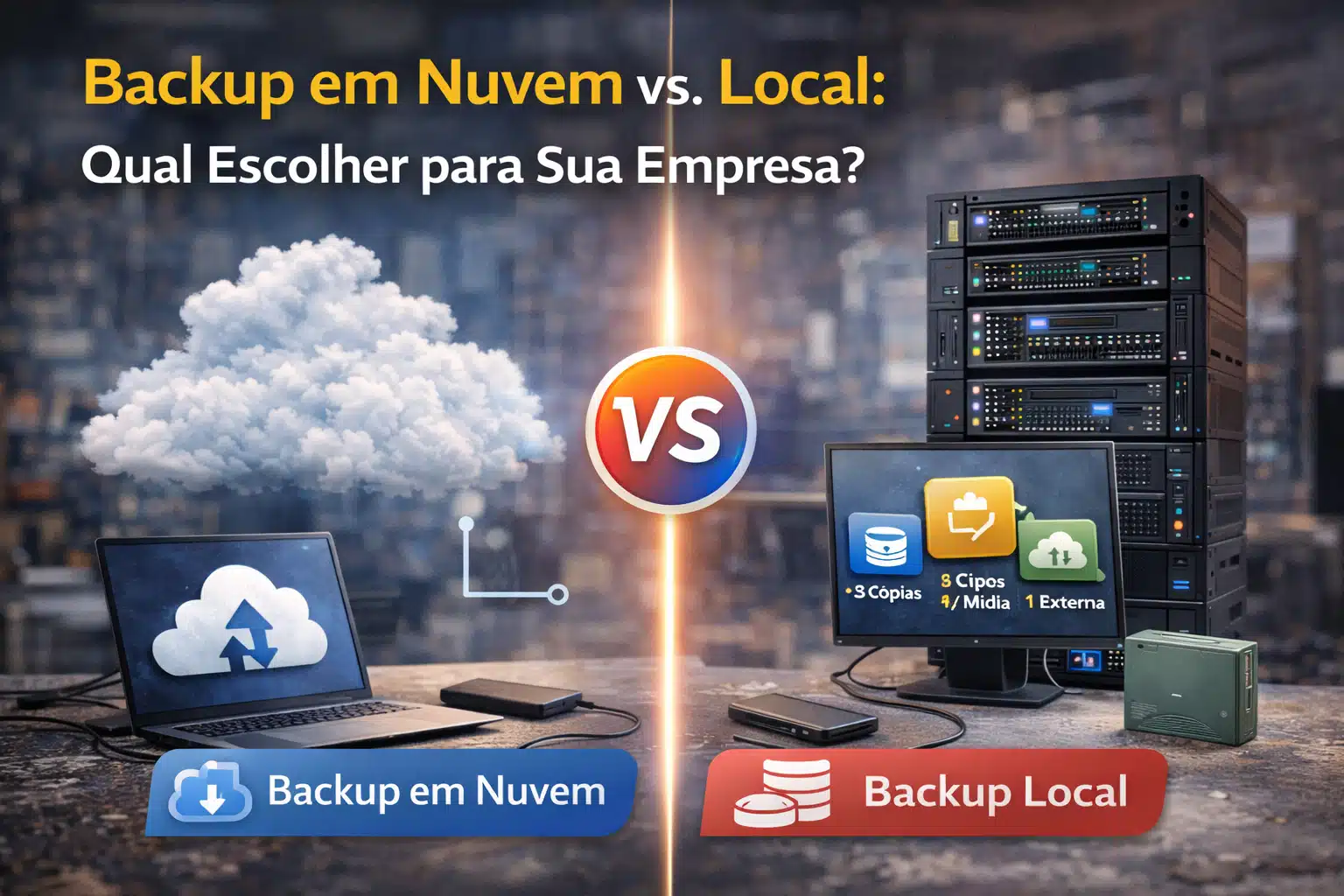 Comparação entre backup em nuvem e local