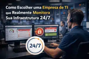 Homem trabalhando com monitoramento de TI